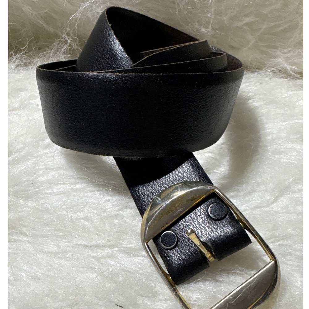 Hickok Selected Belt Mens 36 Vintage Classic Dark Brown Split Leather Silver